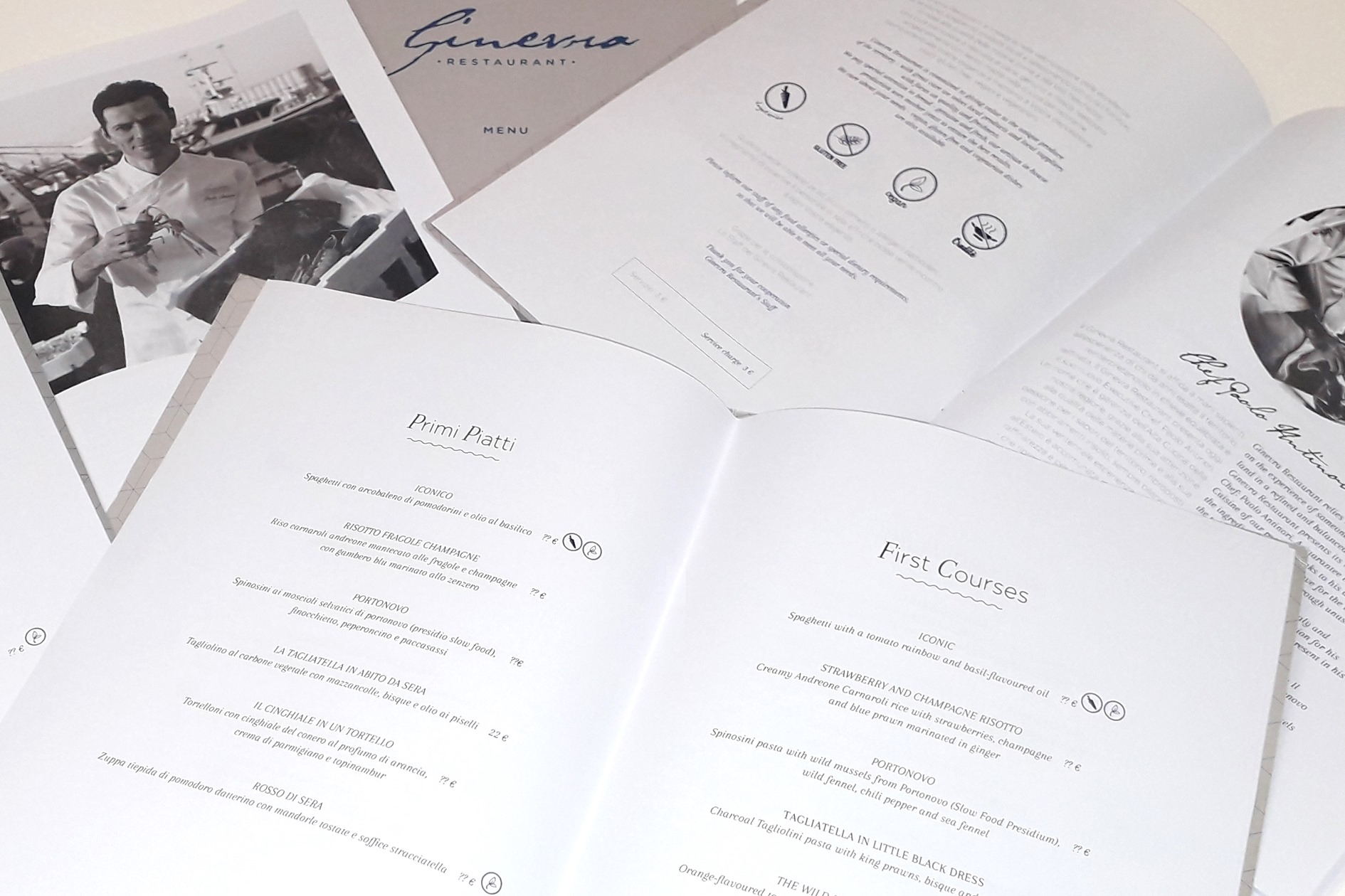 Menu del Ginevra Restaurant, ristorante Gourmet sul Porto di Ancona e a due passi dal Centro